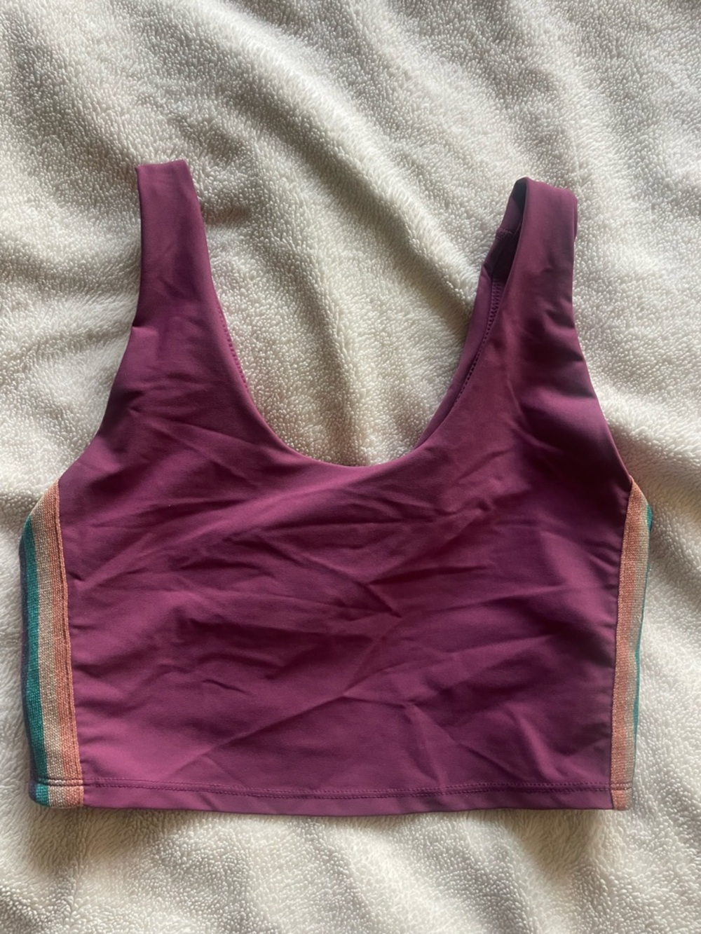 Spiritual Gangster Plum sports bra with Contrast Side Trim